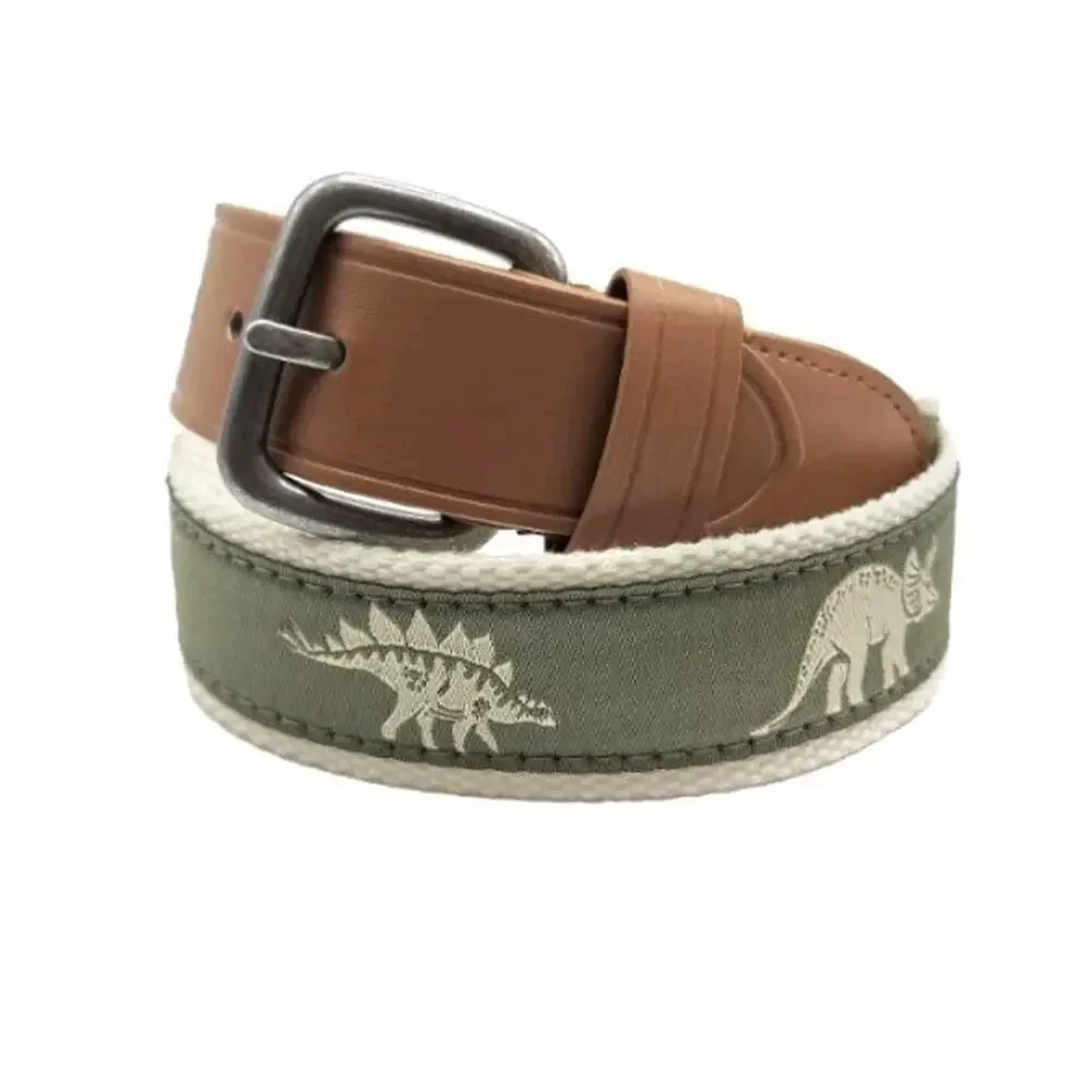 Wonder Nation Boy's Size M Medium Green Dinosaur Webbing Belt New